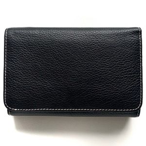 AUTHENTIC Danier Black Embossed Leather Medium Silver Hardware Wallet (NWOT)